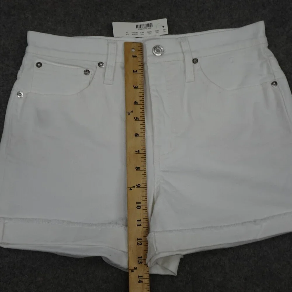 J Crew Jean Shorts Womens 28 White Denim Cut Off Cuffed Hot Pants Casual Beach